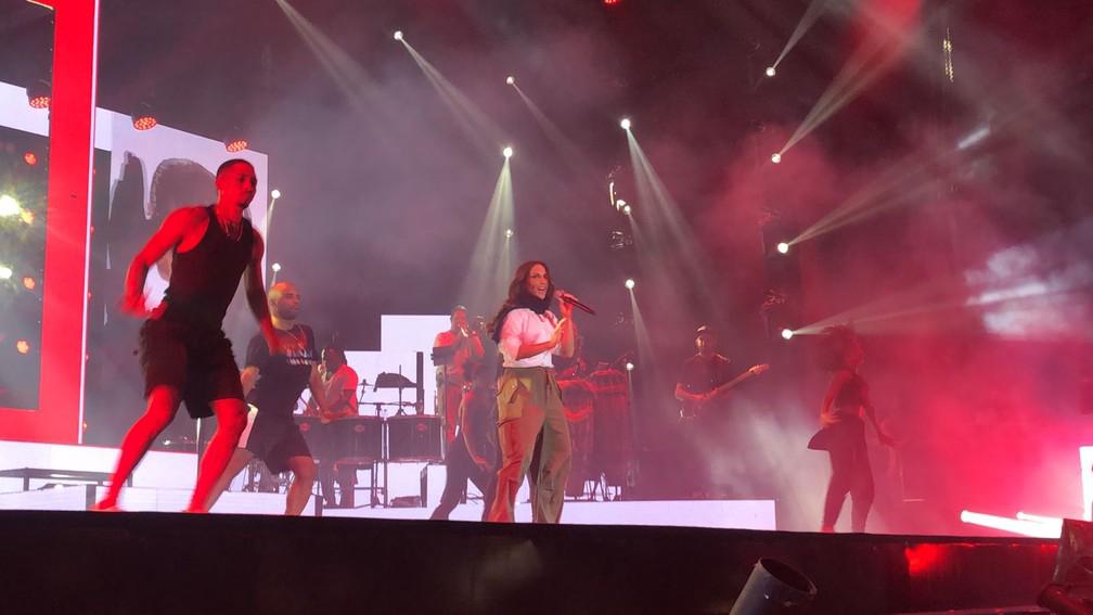 Ivete Sangalo faz passagem de som em Juazeiro um dia antes de show em comemoração aos 50 anos — Foto: Valma Silva/g1