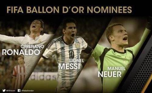 Fifa anuncia os três jogadores finalistas para a Bola de Ouro