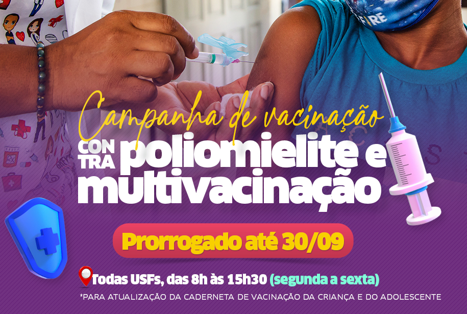 Campanha de vacinação contra Poliomielite e Multivacinação é prorrogada até dia 30 em Lauro de Freitas